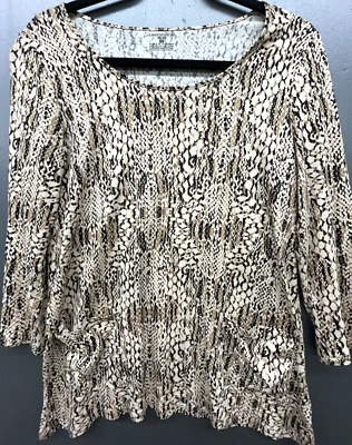 Women Shirt S Snake Print 3/4 Sleeve Pockets Stretchy Blouse Whimsy Cowgirl - Image 1 of 4