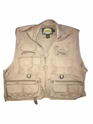 Cabela's Upland Hunting Vest Mens Large Reg Shooting Cargo Canvas Vest Tan C28 - Image 1 of 4