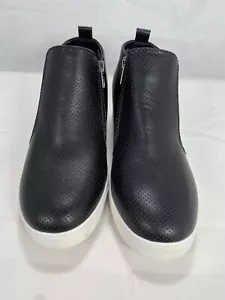 Nuevos zapatos de cuña para mujer Time & Tru espuma viscoelástica negros cuero sintético talla 8,5 - Imagen 1 de 7