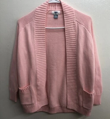 Old Navy Girls Pink Cardigan Sweater Sz L (10/12) Open Front Long Sleeve Cotton - Image 1 of 4