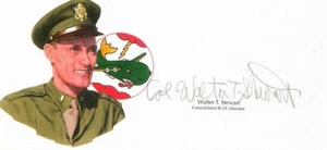 Walter Stewart Hand Signed Cut Signature GOE Lithograph WWII B-24 Liberator (d) - Picture 1 of 1