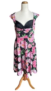 Laurina Jean Retro Size 12/14 Rockabilly Floral Print Dress - Picture 1 of 7