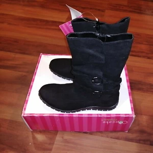 Cupcake Couture Anya Youth Girls Suede Boots Black Zippers Size 2 M MSRP $44.99 - Picture 1 of 11