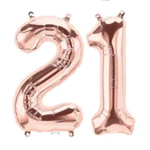 Helium Number Balloons - 32-Inch Rose Gold – 16, 18, 21, 40 - Picture 1 of 4