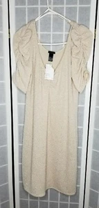H&M Beige Vneck with Silver sparkle party Dress Size L - Foto 1 di 1