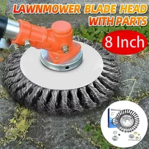 8 Inch Steel Wire Wheel Brush Grass Trimmer Head Weed With Adapter Weeding - Picture 1 of 17