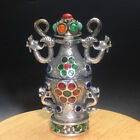 91g Collection China old antique Pure copper Inlaid with gems snuff bottle93