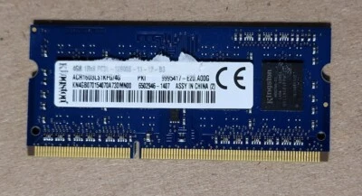 KINGSTON 4GB SO-DIMM PC3L 12800 DDR3 - NOTEBOOK / LAPTOP / AIO : MEMORY - RAM - Image 1 of 2