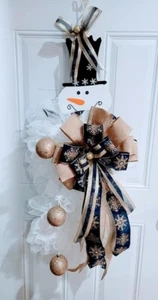 wreaths for front door handmade, snowman wrerath, door hanger, christmas wreath, - Picture 1 of 8