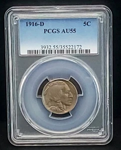 1916-D 5c Buffalo Nickel - PCGS AU55 - Picture 1 of 2