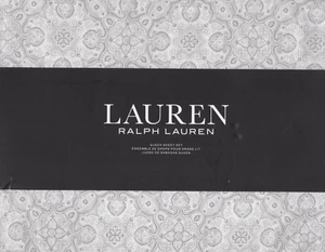 Ralph Lauren Queen Bettwäsche Set Marokkanisches Medaillon Mosiac Grau Floral 4tlg Silber - Bild 1 von 4