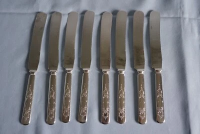 American Silver Franconia set 8 Old French solid dinner knives 1922 silverplate - Image 1 of 4