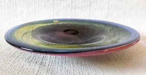 Mtarfa Maltese Art Glass Console Bowl Hand Blown Purple Blue Green Signed - Picture 1 of 8