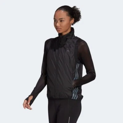adidas Run Icons 3-Stipes Womens Running Gilet Lightweight Wind Resistant Jacket - Image 1 of 4
