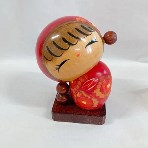 Antique Japanese Kokeshi Doll by Eisaku Little Girl Wooden Handcrafted Japan - Picture 1 of 4