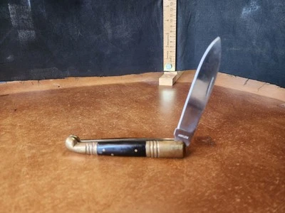 Vintage Pakistan Brass Handle Single Blade Folding Pocket Knife - Image 1 of 4