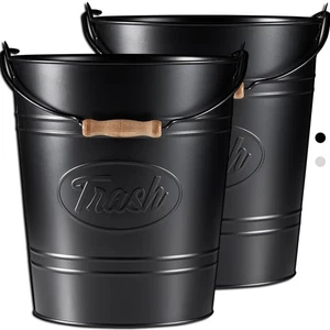 Pack 2, Rustic Farmhouse Bathroom Trash Can, Modern Country Style Galvanized ... - Picture 1 of 8