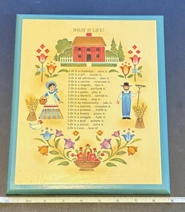 Placa estilo arte popular vintage "¿Qué es la vida?" inspiradora decoración de pared 9"x7" - Imagen 1 de 2