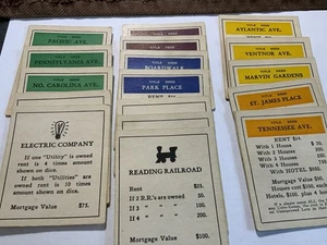 Vintage Monopoly Title deed Cards, Set Of 28, #2 - Picture 1 of 2