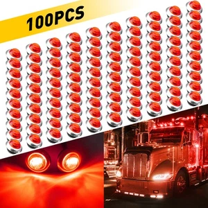 100pcs Red Marker Lights 3/4" Round LED Truck Trailer Side Bullet Indicator EAH - Picture 1 of 12