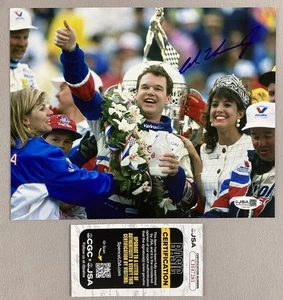 1992 INDIANAPOLIS 500 CHAMPION AL UNSER JR AUTOGRAPH 8x10 PHOTO JSA CH47281 - Picture 1 of 1