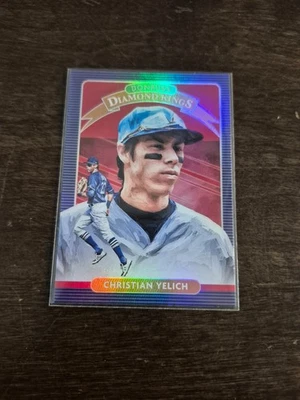 2020 Donruss Christian Yelich Milwaukee Brewers Diamond Kings Red Foil - Image 1 of 2