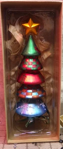mercury glass Christmas tree Tabletop Tree Finial glass base 9.75" hand painted - Picture 1 of 6