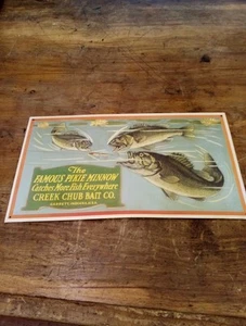 Creek Chub Bait Company berühmte Hecht Elritze Blechschild Repro - Bild 1 von 5