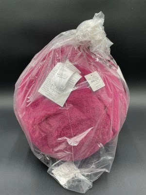 Anthropologie Sophie Pillow Faux Fur  12” Round Soft Raspberry Fuchsia Pink New - Image 1 of 4