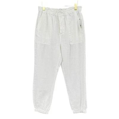 Calça jogger Joie nova com etiquetas M branca Derren B 100% linho botão mosca bolsa de papel utilitária - Imagem 1 de 4