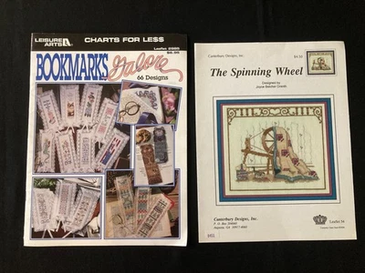 Cross Stitch Pattern Assortment, Lot of 2: SPINNING WHEEL + BOOKMARKS GALORE - Image 1 of 3