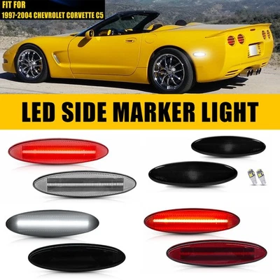 Smoked Lens Rear White LED Side Marker Light Fit 97-2004 Chevrolet Corvette C5 - Image 1 of 4