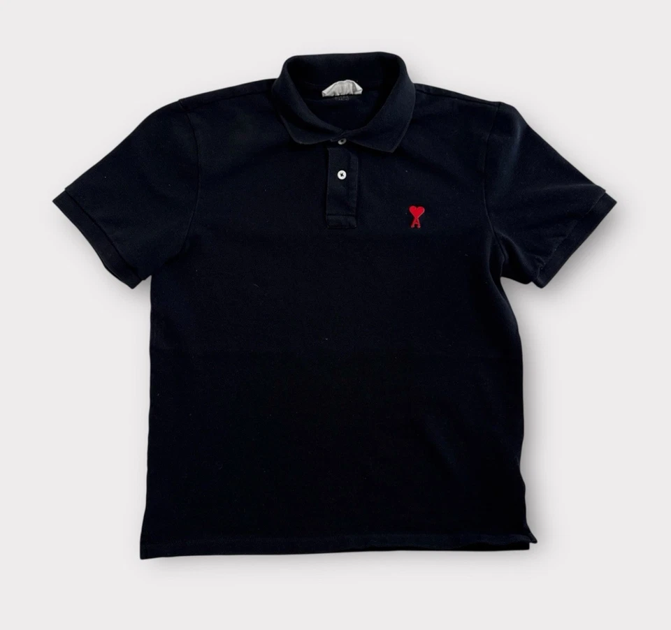 Ami Alexandre Mattiussi Polo Shirt Mens M/L Black Short Sleeve Paris - Image 1 of 4