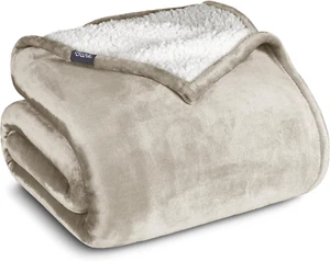 Bare Home Sherpa Fleece Blanket - Throw/Travel Blanket - Blanket for Bed, Sofa, - Picture 1 of 12