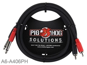 6ft Pig-Hog Dual 1/4" (6.3mm) TS Mono Male Plug to 2-RCA Male Plug Audio Cable - Picture 1 of 1