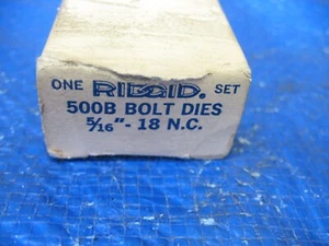 New RIDGID 500B 48460 RH 5/16"-18 UNC HS Bolt Dies Set RIGHT HAND NOS - Picture 1 of 5