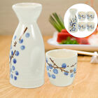 Elegant Plum Blossom Sake Set - 5-piece Ceramics Pot & Cup