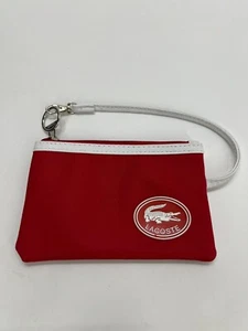 Lacoste zip up pouch bag small travel wrist strap gold silk lining 16cm x 10.5cm - Picture 1 of 8