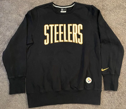 Men's Nike NFL Team Apparel Pittsburgh Steelers Black Crew neck Sweatshirt XL Cover