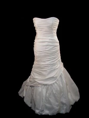 Silk Dupioni Paloma Blanca Fit & Flare Bridal Gown Wedding Dress 12 - Image 1 of 4