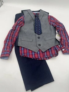 Nautica Boy's Sz 4 Herringbone Corduroy Long Shirt Vest Pants & Tie 4pcs Set - Picture 1 of 7