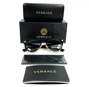 Versace Sunglasses MOD.2198 1002/T3 Black Gold Cat Eye Light Grey Gradient Gray - Picture 1 of 13