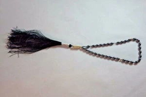 33 High-Grade Black Onyx Prayer Worry Beads Silver Closure Black Fringe Saudi #0 - Picture 1 of 7