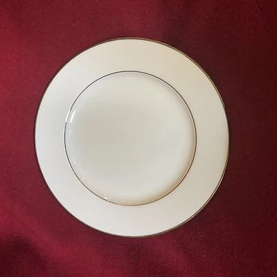 Gorham Hallmark Platinum Salad and Dinner Plates, White with Platinum Rings - Image 1 of 4