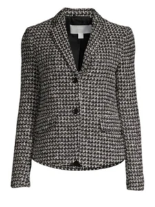 Blazer de tweed negro/blanco Hugo Boss Jomanda 2 $445 nuevo con etiquetas talla 4 - Imagen 1 de 12