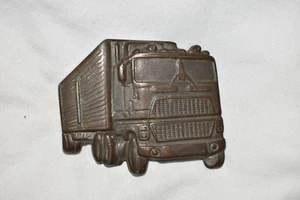 Vintage Semi Truck Trucking Company Trucker Brass 70s Belt Buckle / Free Ship - Picture 1 of 3