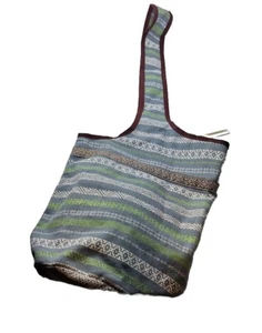  Tote Bag Purse Geometric Festival Boho Aztec Blue Green Brown Tribal Striped - Picture 1 of 3