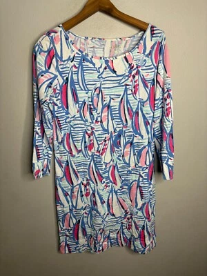 Lilly Pulitzer Marlowe 棉四分之一袖右返回帆船连衣裙 M 6232 — 第 1/4 张图片