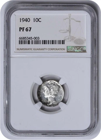 1940 Mercury Silver Dime PR67 NGC Cover