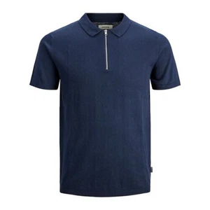 Jack&Jones Emil Hombre Suave Mezcla de Algodón Cómodo Punto Cremallera Polo - Imagen 1 de 3